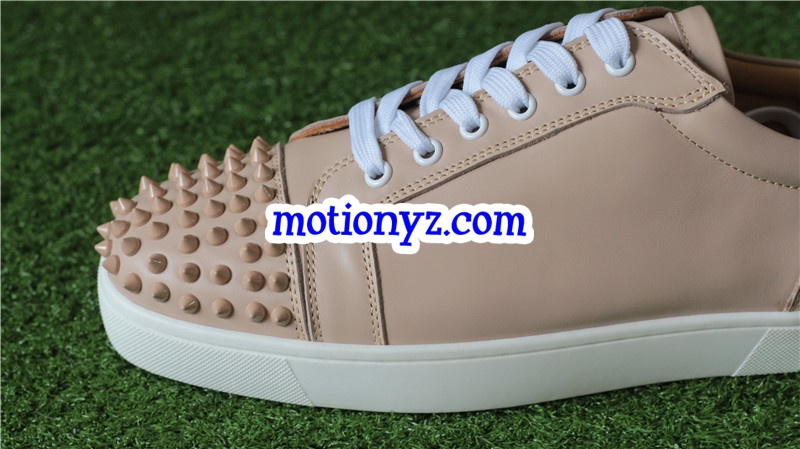 Christian Louboutin Louis Spikes Flat Cream Khaki